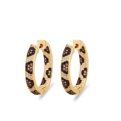 New Leopard Print Zircon Earrings Fashion Copper Gold-plated Full Diamond Variety Of Earrings Jewelry