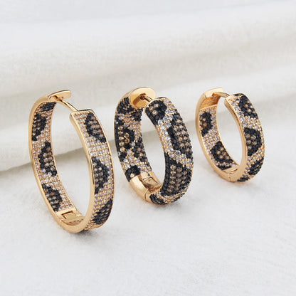 New Leopard Print Zircon Earrings Fashion Copper Gold-plated Full Diamond Variety Of Earrings Jewelry