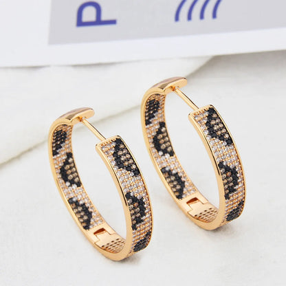 New Leopard Print Zircon Earrings Fashion Copper Gold-plated Full Diamond Variety Of Earrings Jewelry