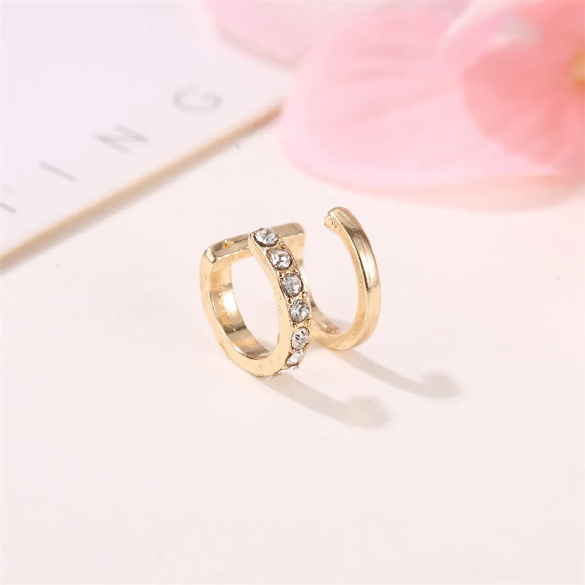 New Line Diamond Ear Clip Fashion Double C Ear Bone Clip Double U-Shaped Pierced Ear Clip Wholesale Nihaojewelry