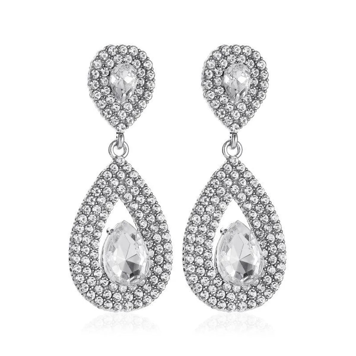 New Long Earrings Super Flash Zircon Water Drop Earrings Crystal Bridal Earrings Wholesale