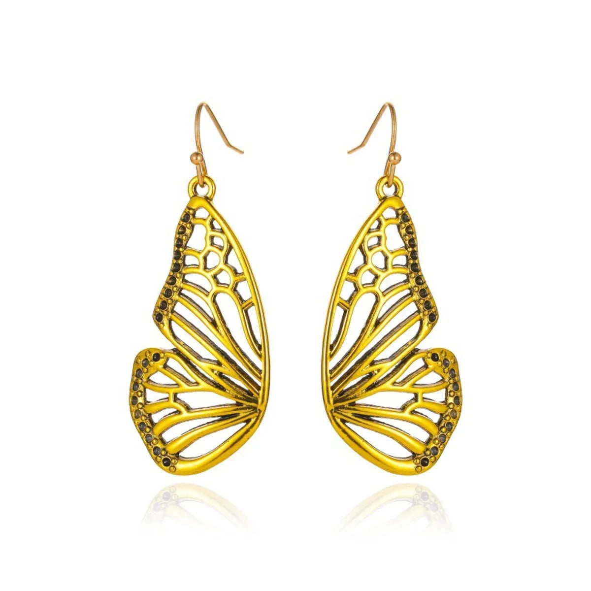 New Long Gold Butterfly Pendant Earrings Retro Hollow Half Butterfly Earrings Wholesale Gooddiy