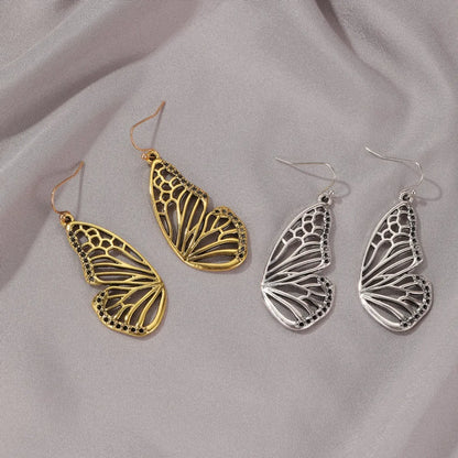 New Long Gold Butterfly Pendant Earrings Retro Hollow Half Butterfly Earrings Wholesale Gooddiy