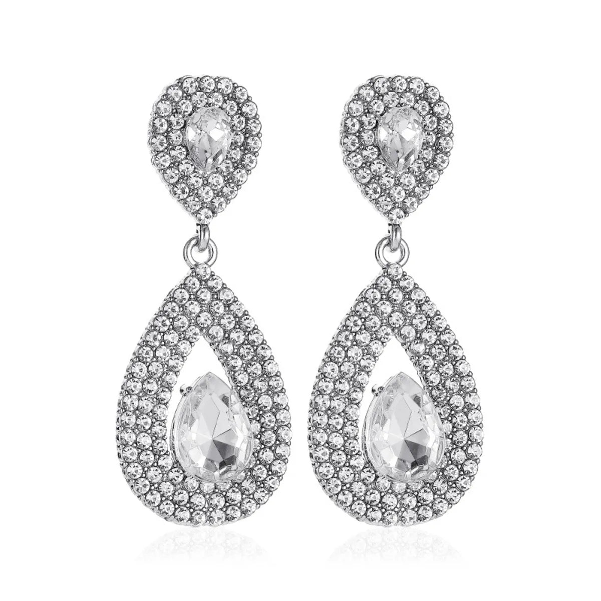 New Luxury Long Earrings Goddess Super Flash Zircon Water Drop Earrings Crystal Bridal Earrings Nihaojewelry Wholesale