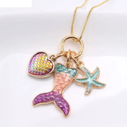 New Mermaid Pendant Alloy Pendant Box Chain Children Necklace