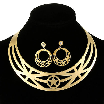 New Metal Collar European And American Exaggerated Star Short Collar Earrings Set Fashion Jewelry