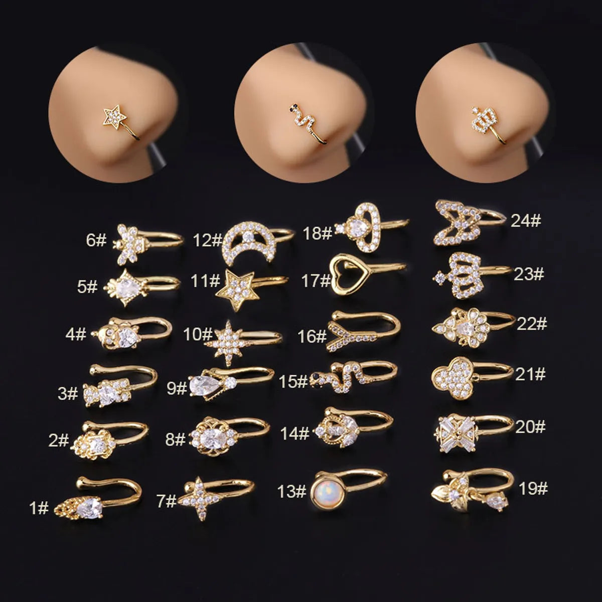 Fashion Geometric Metal Plating Nose Studs