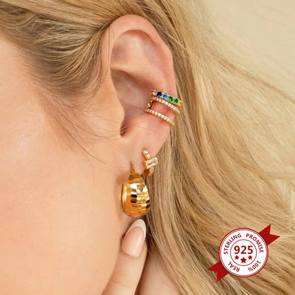 New Micro-Inlaid Rainbow Retro Copper Earrings Colored Diamond Earrings