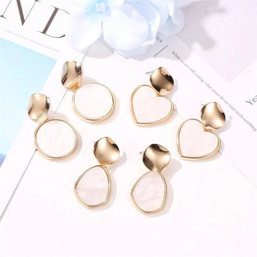 New Minimalist Geometric Heart Earrings Nhdp145144