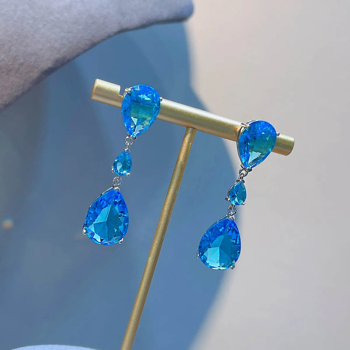 New Moissan Diamond Drop Earrings Female Fashion Colorful Diamond Copper Earrings