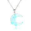 New Moon Crescent Necklace Sky White Cloud Moon Resin Pendant Luminous Blue Sky Cloud Necklace Accessories