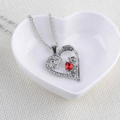 New Mother&#39;S Day Fashion Letter Mom Pendant Necklace Crystal Rose Flower Necklace Wholesale