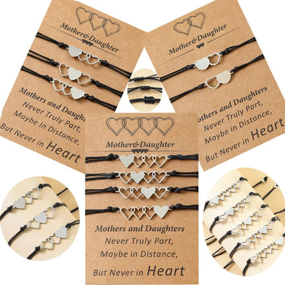 New Mother's Day Parent-child Stainless Steel Heart-shaped Woven Card Bracelet Set