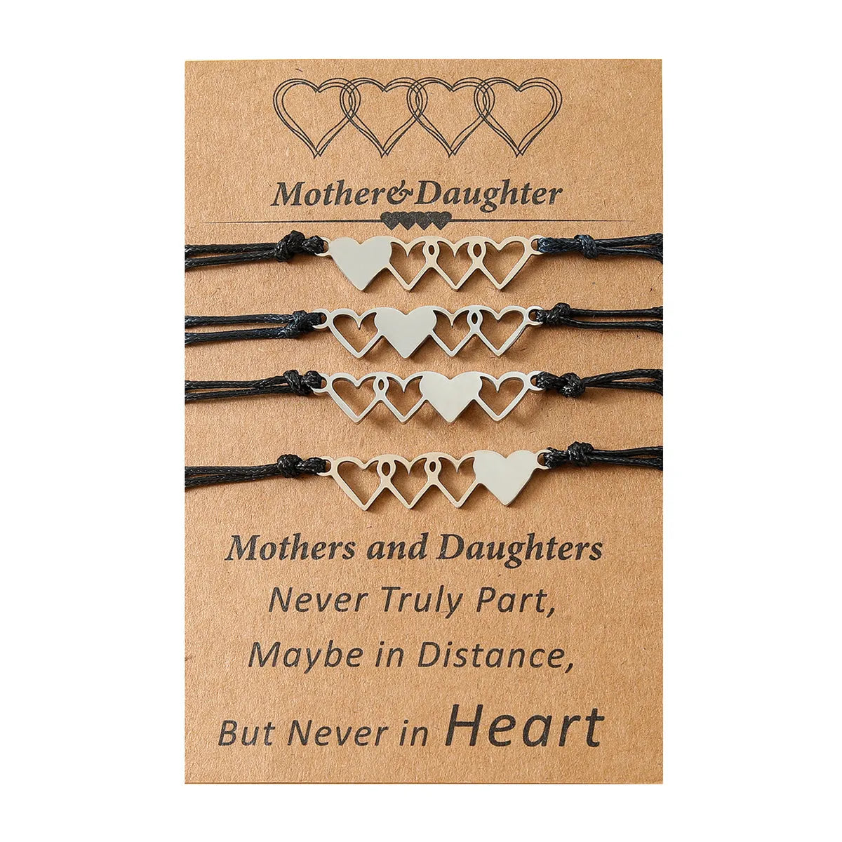 New Mother's Day Parent-child Stainless Steel Heart-shaped Woven Card Bracelet Set