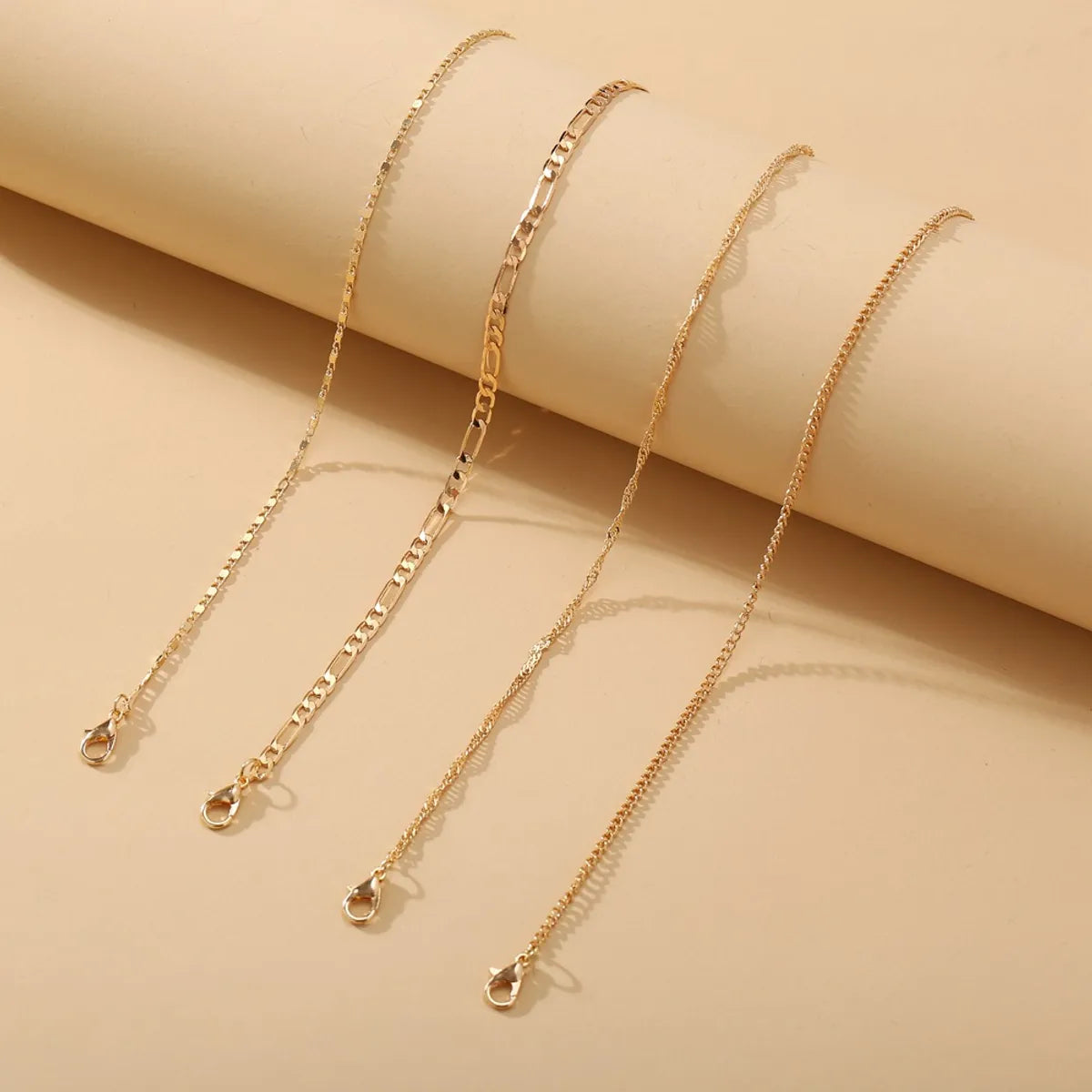 New Multi-layer Alloy Anklet Suit 4-piece Set Creative Retro Simple Chain Footwear Women's Anklet