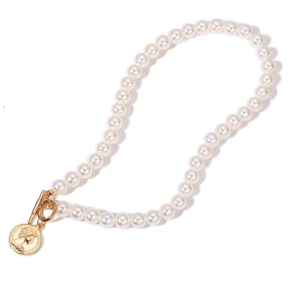 New Multilayered Coin Pendant Stitching Chain Pearl Necklace 3-Piece Set