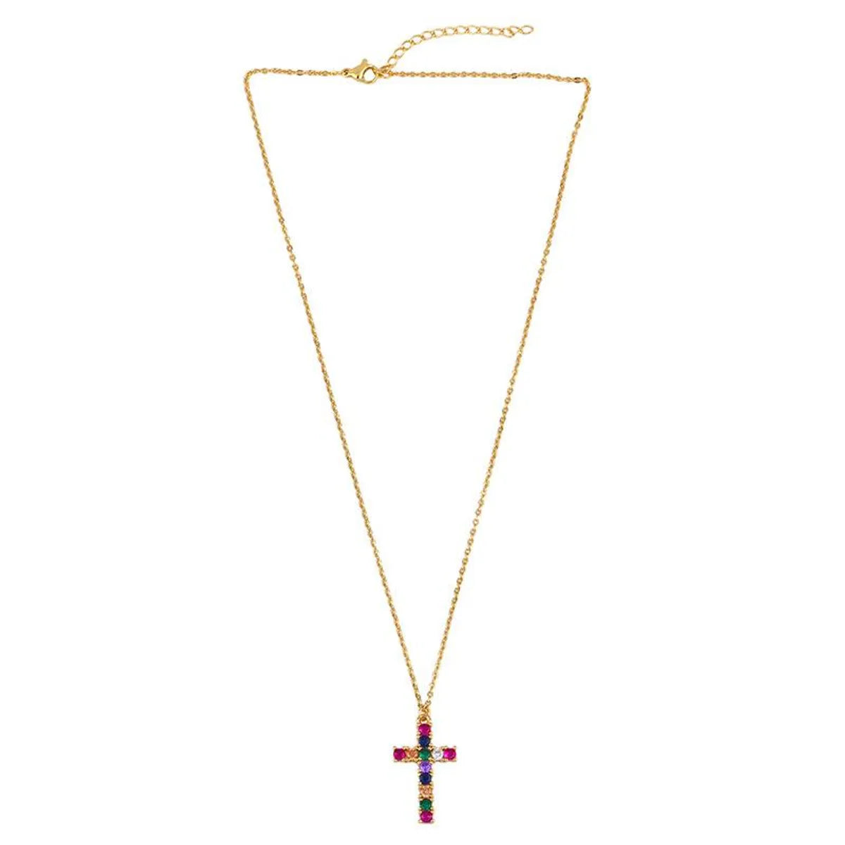 New Necklace Cross Our Lady Pendant Necklace With Color Zircon Necklace