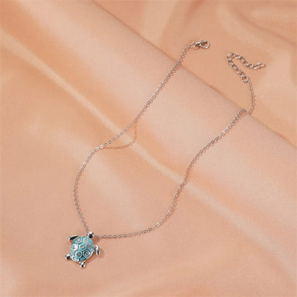 New Ocean Wind Simple Cute Diamond Turtle Alloy Pendant Clavicle Chain Necklace