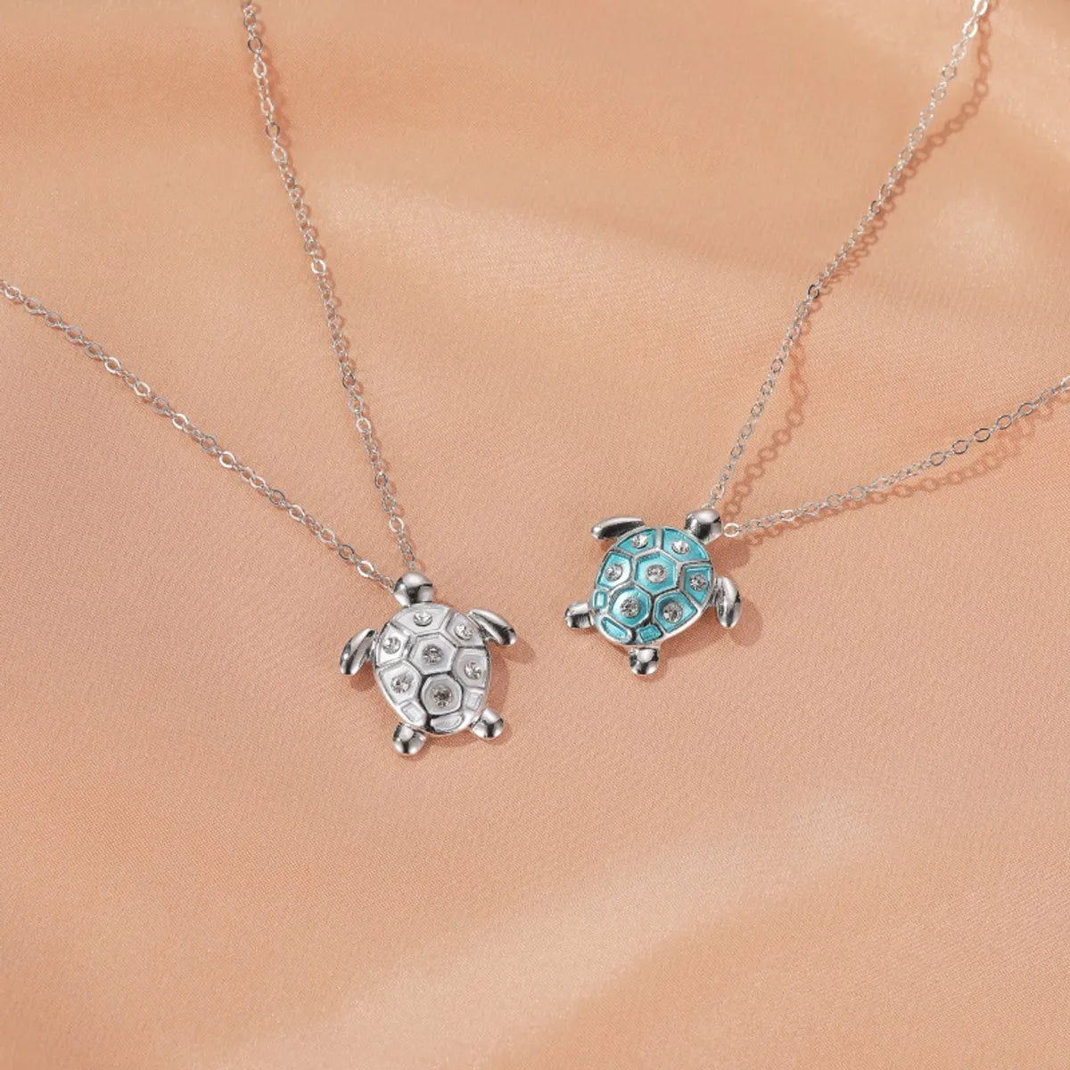 New Ocean Wind Simple Cute Diamond Turtle Alloy Pendant Clavicle Chain Necklace