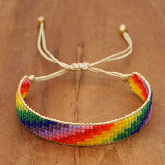 Cross-border New Arrival Miyuki Personality Bead Handmade Bohemian Rainbow Wide Small Bracelet For Women