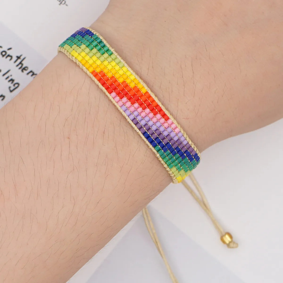 Cross-border New Arrival Miyuki Personality Bead Handmade Bohemian Rainbow Wide Small Bracelet For Women