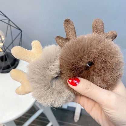 New  Plush Bunny Ear Hair Tie Cute Rabbit Fur Hair Ring