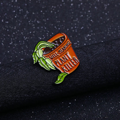 New Potted Badges Goodwill Plant Killer Drop Oil Brooch Green Plant Alloy Drop Oil Badge Wholesale