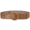 New Pp Straw Woven  Round Buckles Fashion Casual Decoration All-Match Trousers Elastic Belt