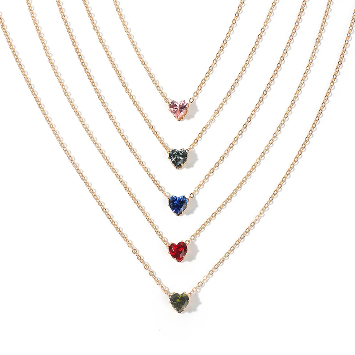 New Products Simple Alloy Chain Crystal Necklace Color Fashion Heart-shaped Zircon Clavicle Chain Wholesale Gooddiy