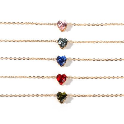 New Products Simple Alloy Chain Crystal Necklace Color Fashion Heart-shaped Zircon Clavicle Chain Wholesale Gooddiy