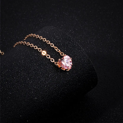 New Products Simple Alloy Chain Crystal Necklace Color Fashion Heart-shaped Zircon Clavicle Chain Wholesale Gooddiy