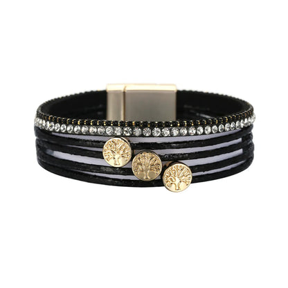 New Pu Leather Multi-Piece Diamond Bracelet