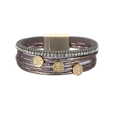 New Pu Leather Multi-Piece Diamond Bracelet