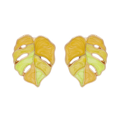 Fashion Leaf Alloy Acrylic Earrings Ear Studs