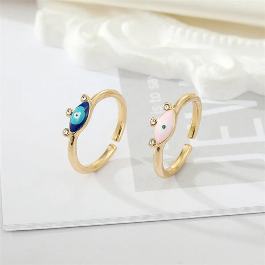 New Punk Oil Drop Opening Three-dimensional Diamond Devil's Eye Ring Alloy