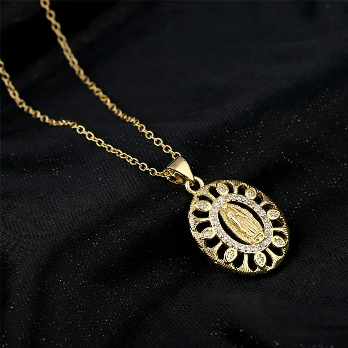 New Real Gold Electroplating Religious Series Pendant Copper Micro-inlaid Zircon Necklace