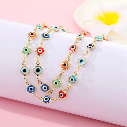 New Retro Color Eye Necklace Bracelet Demon Eye Clavicle Chain