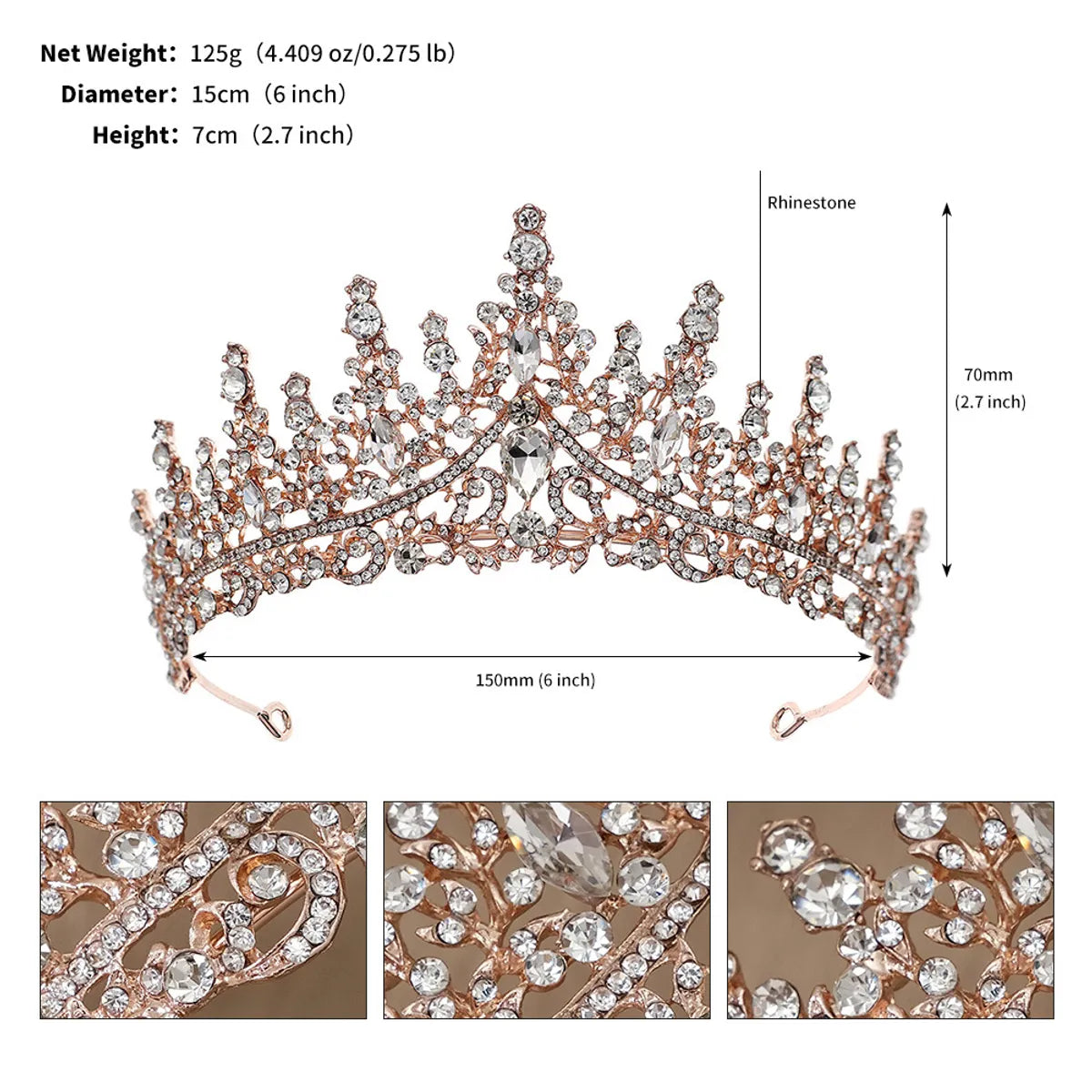 New Retro Luxury Full Diamond Alloy Crown Wedding Dress Wholesale Nihaojewelry