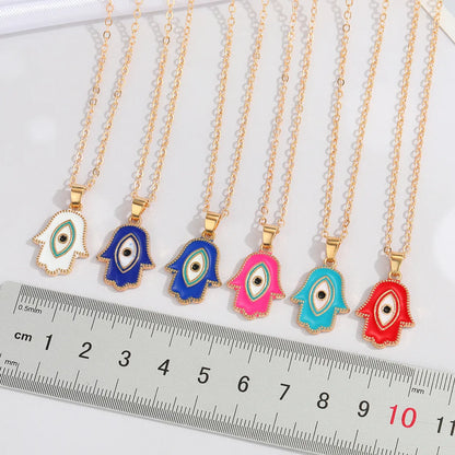 New Retro Palm Inlaid Diamond Vertical Eye Alloy Necklace Wholesale Gooddiy