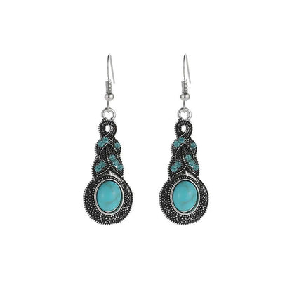 Ethnic Style Geometric Alloy Plating Turquoise Women's Earrings