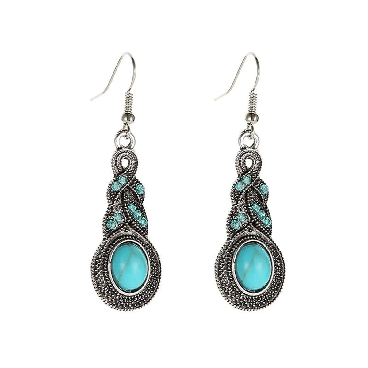 Ethnic Style Geometric Alloy Plating Turquoise Women's Earrings