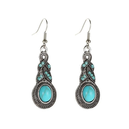 Ethnic Style Geometric Alloy Plating Turquoise Women's Earrings