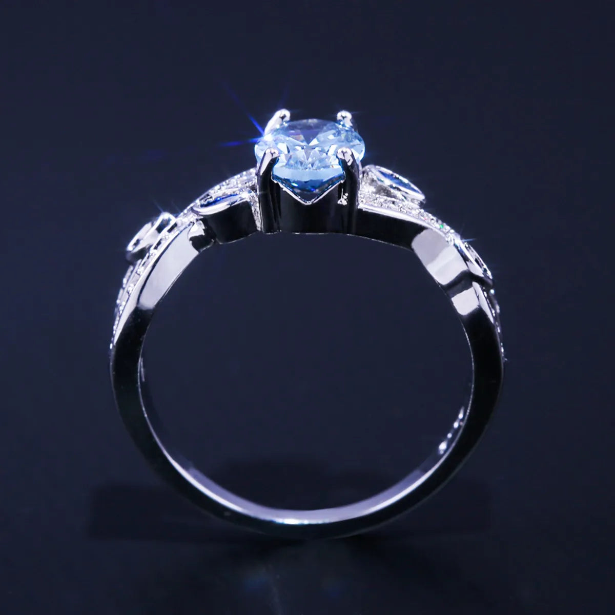 New Ring Accessories Fashion Royal Blue Zircon Ladies Copper Ring