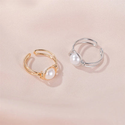 New Ring Simple Pearl Ring Finger Ring Personality Knotted By Mouth Ring Ladies Index Finger Ring Wholesale Gooddiy