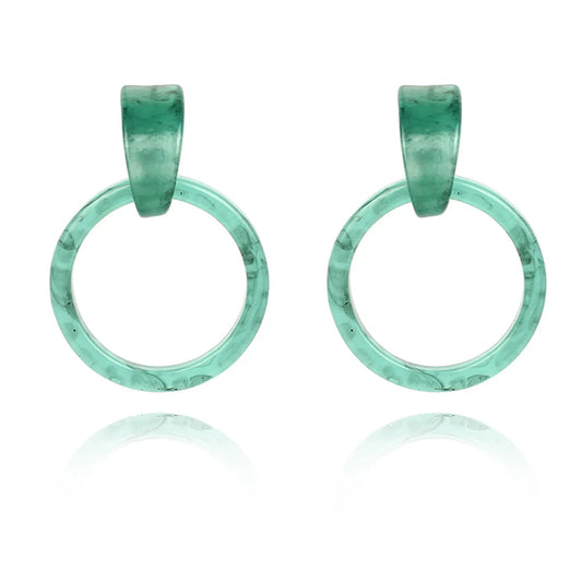 New Round Geometric Acrylic Acetate Green Resin Fashion Earrings