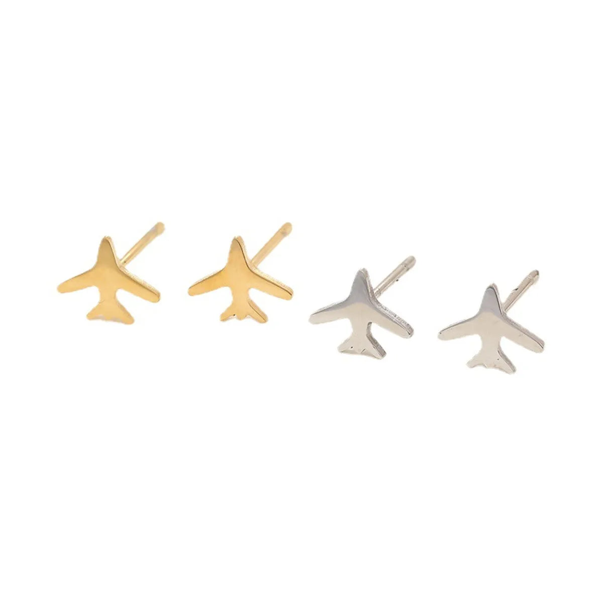 Airplane Stainless Steel No Inlaid Earrings Ear Studs