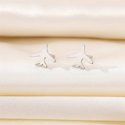 Airplane Stainless Steel No Inlaid Earrings Ear Studs