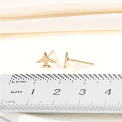 Airplane Stainless Steel No Inlaid Earrings Ear Studs