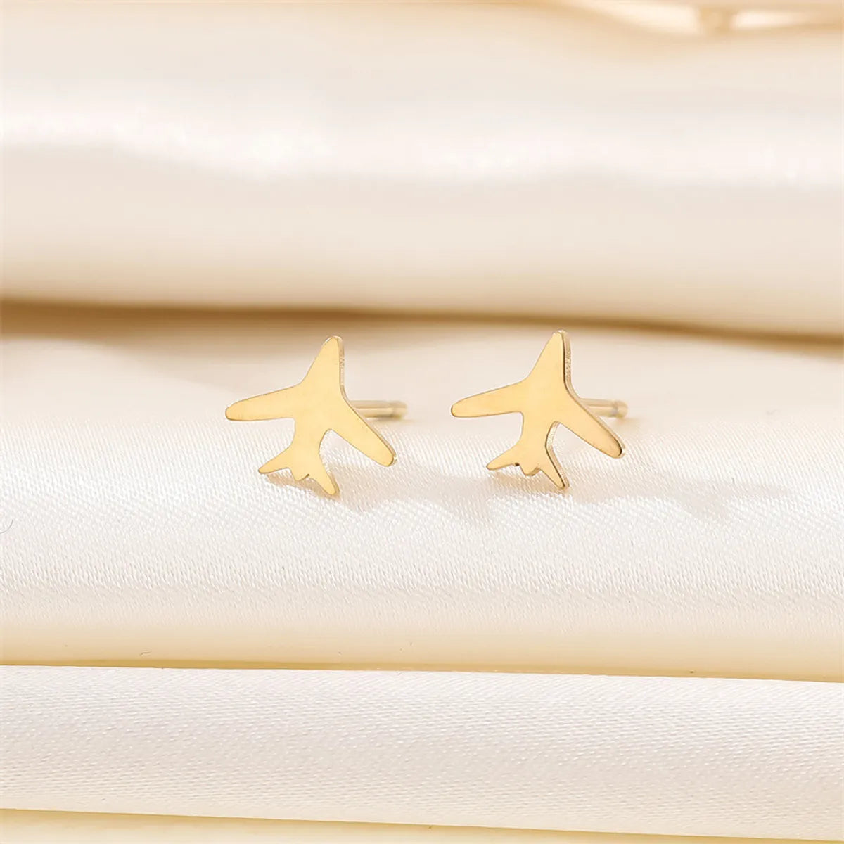 Airplane Stainless Steel No Inlaid Earrings Ear Studs