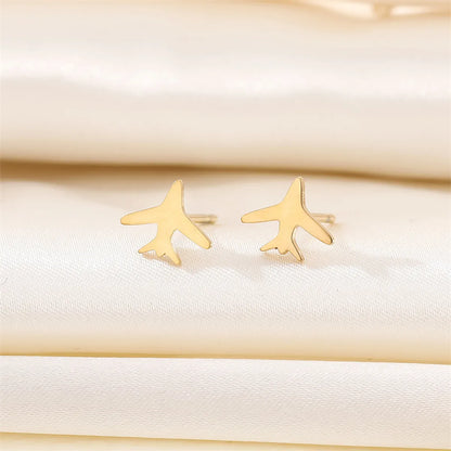 Airplane Stainless Steel No Inlaid Earrings Ear Studs